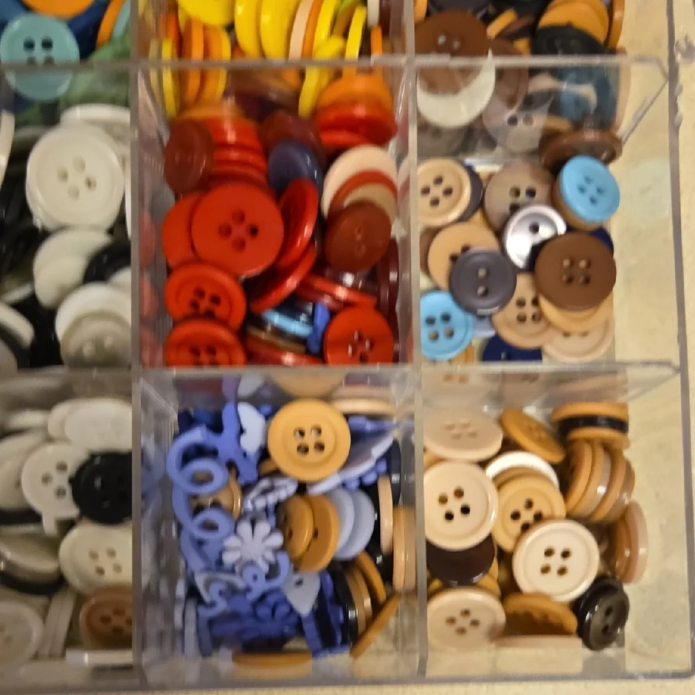 Multi-Color Button Lot With Storage Container